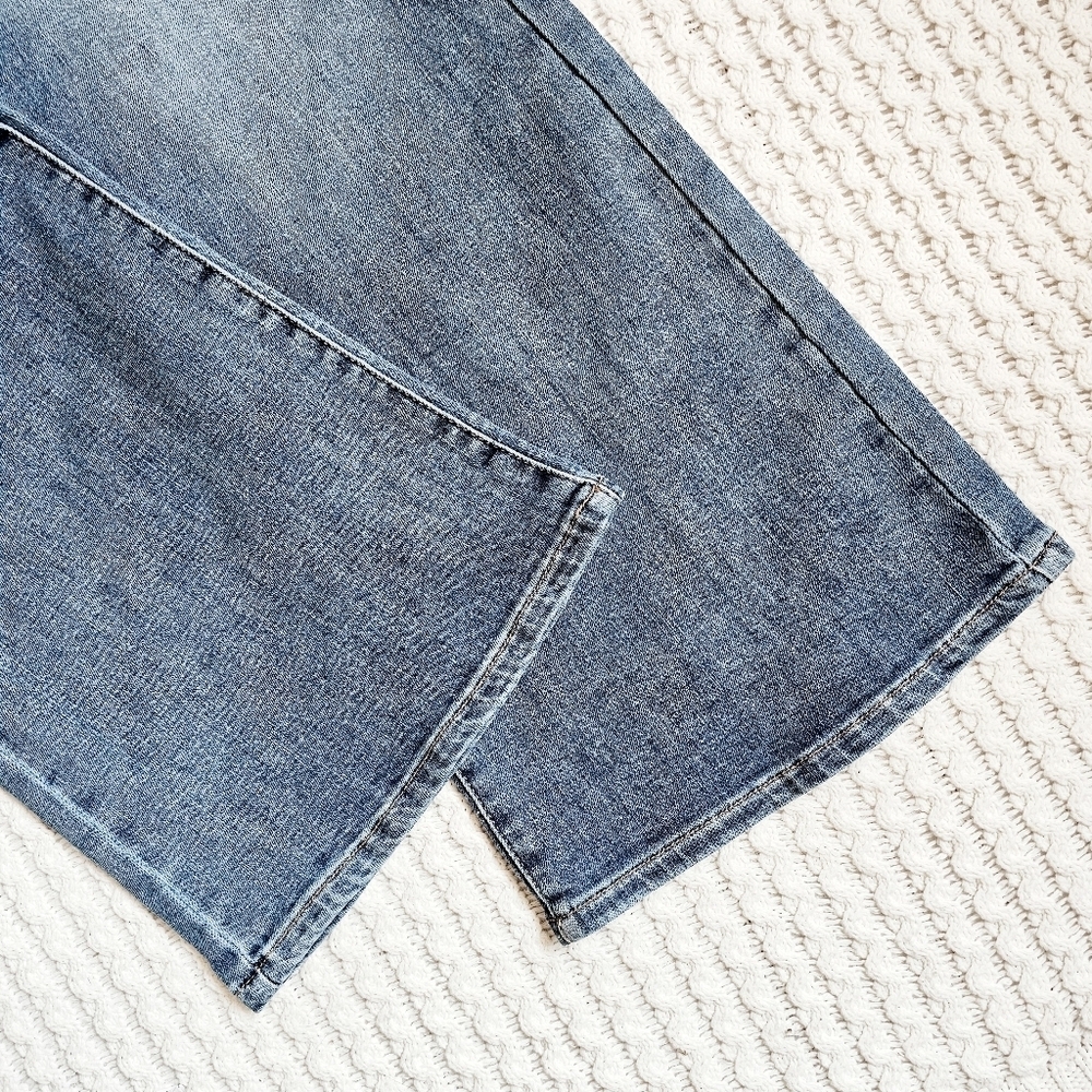 RISEN HR Medium Wash Slim Wide Leg Jeans Fold Over Stretch Classic 9/29 NEW - Picture 9 of 10
